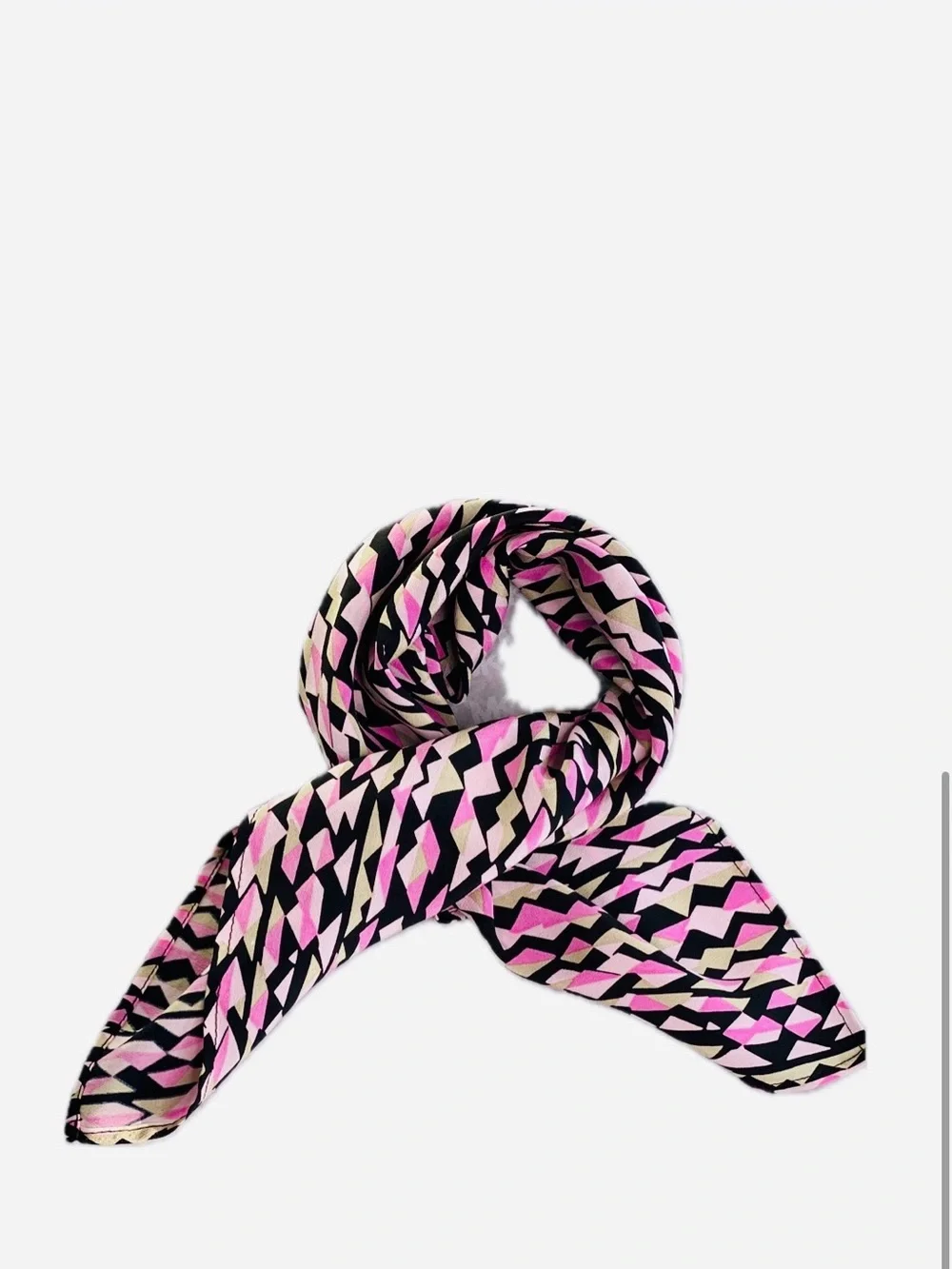 NWT SILKLETTE Pink Diamonds 100% Fine Silk Kerchief Scarf PINK/WHITE/BLACK